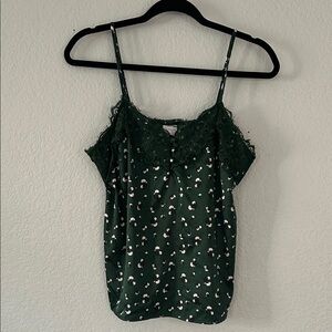 No Boundaries Dark Green Floral Camisole